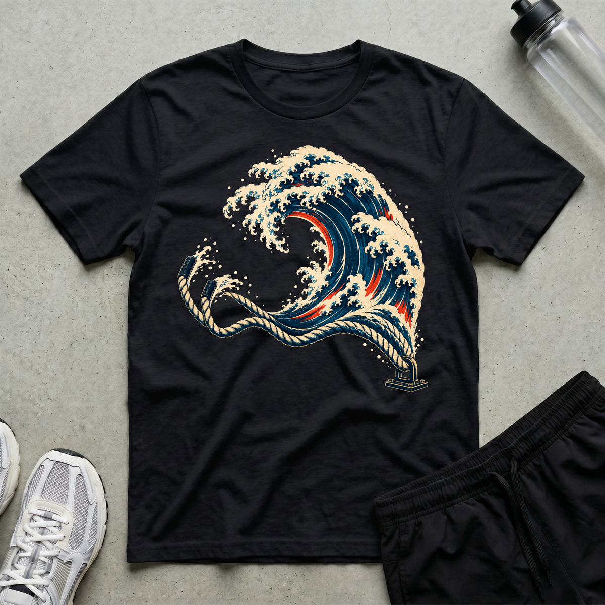 Battle Rope Wave T-Shirt - Black
