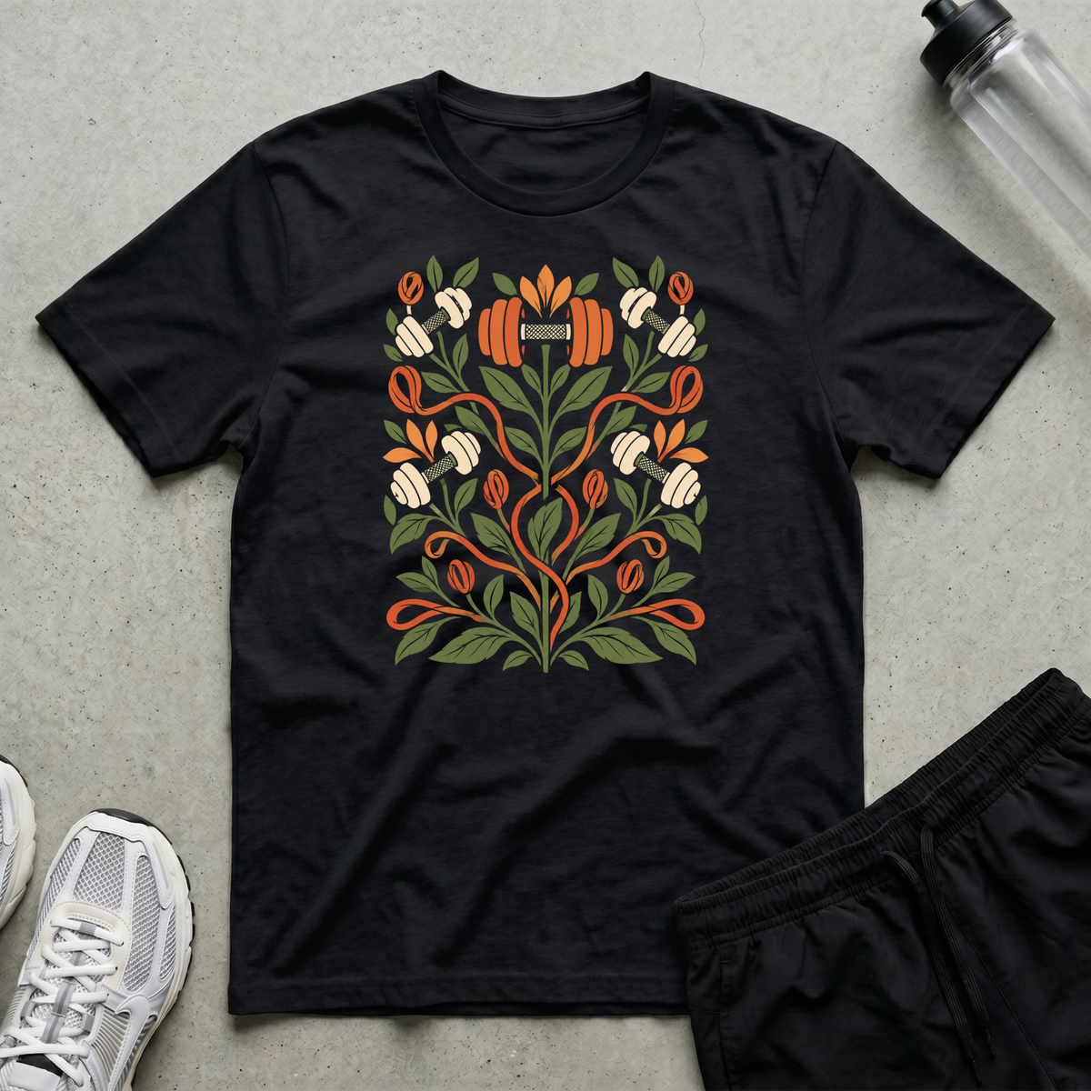 Dumbbell Wildflowers T-Shirt - Black