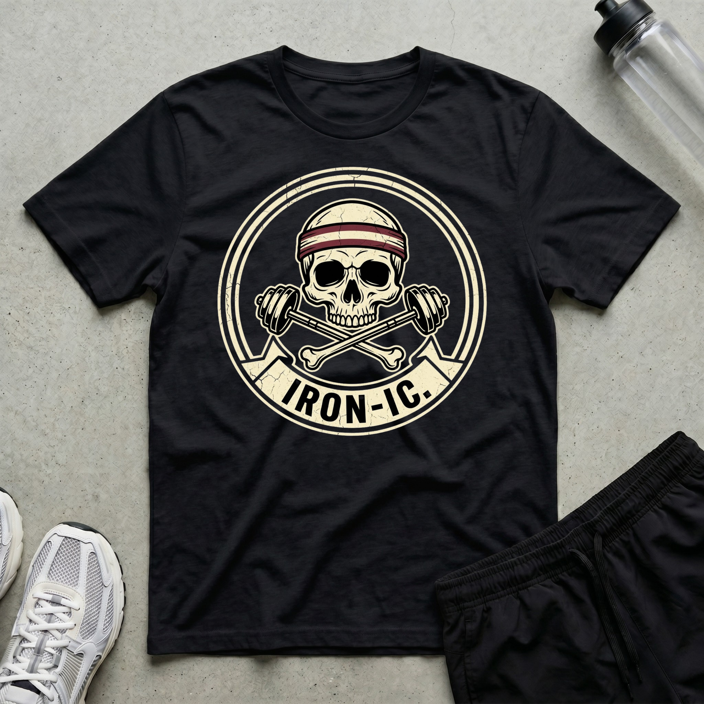 Skull Barbell Ironic T-Shirt
