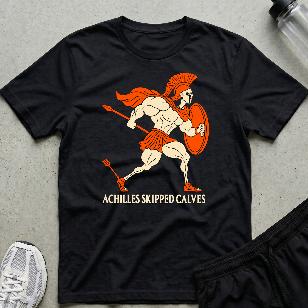 Achilles Skipped Calves T-Shirt - Black