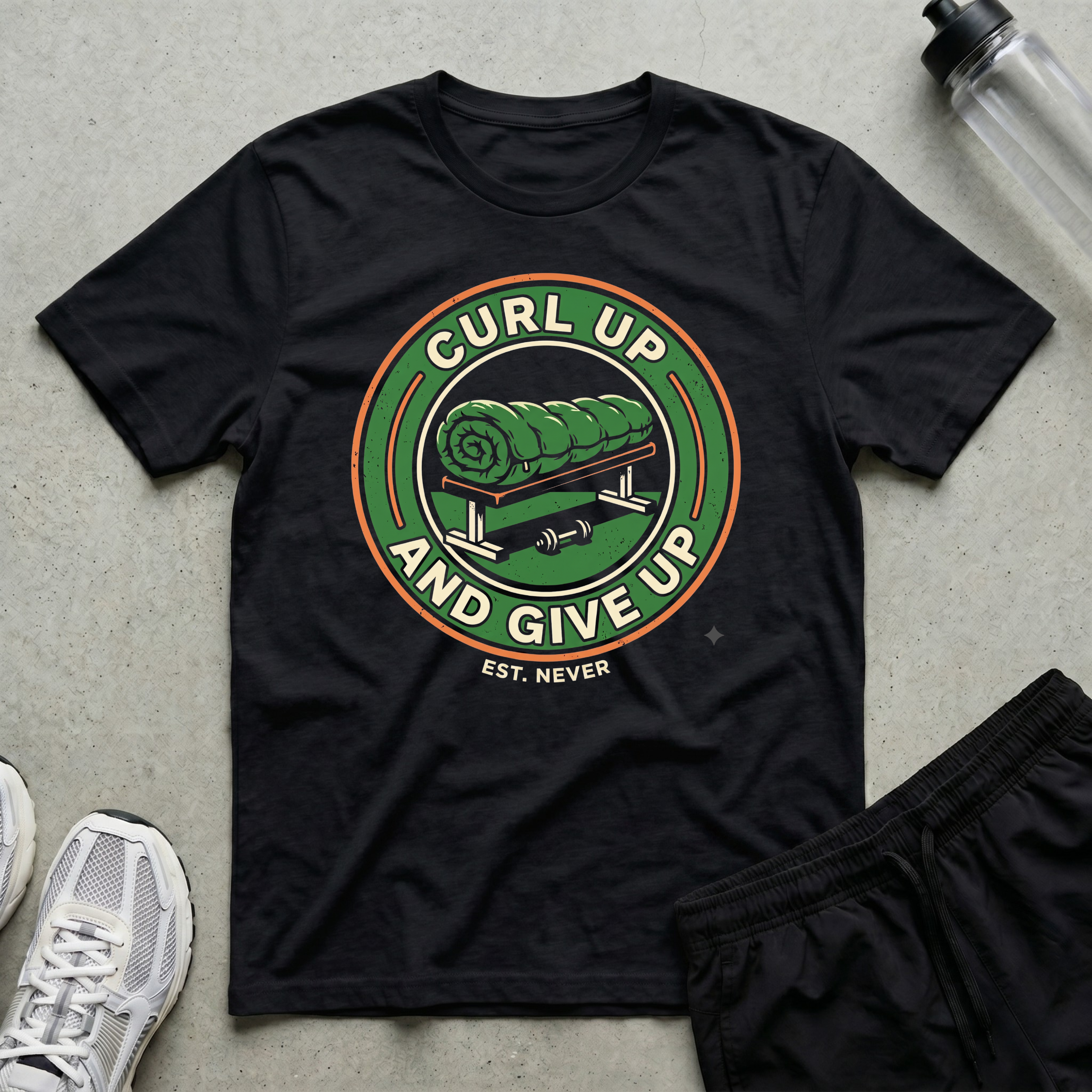 Curl Up And Give Up Est Never T-Shirt