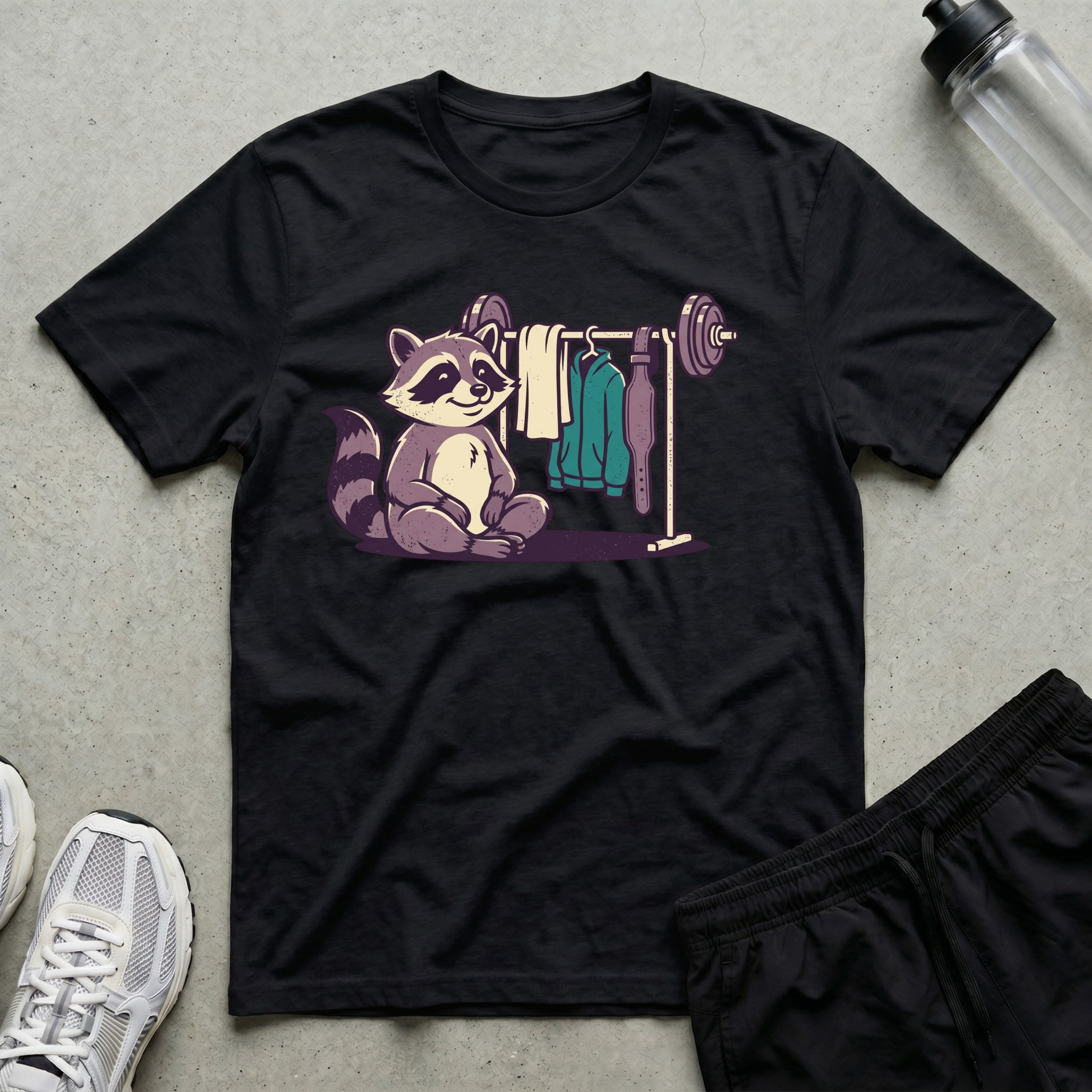Barbell Rack Raccoon T-Shirt