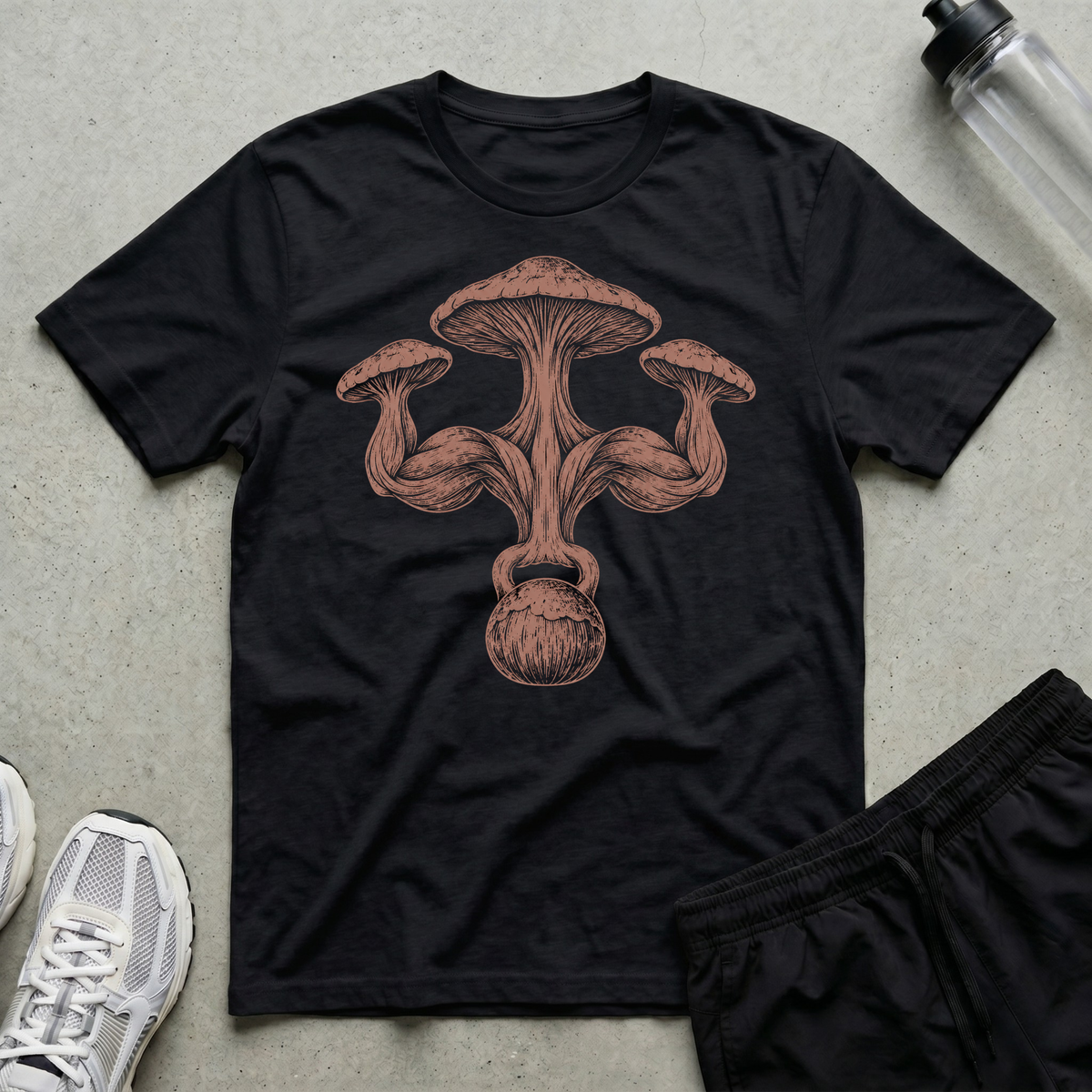 Mushroom Muscle Map T-Shirt - Black