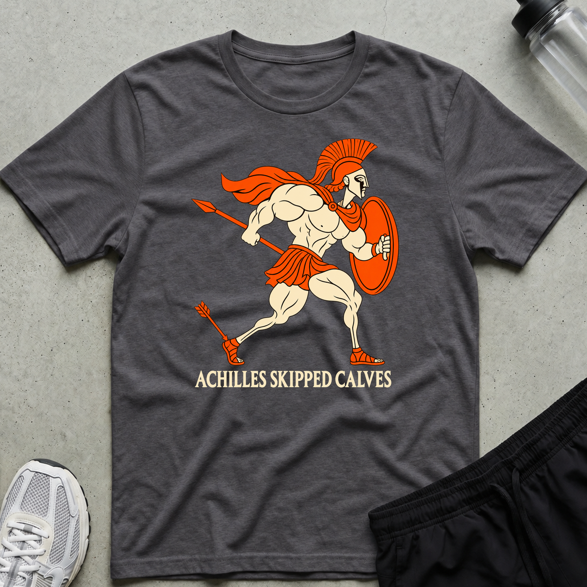 Achilles Skipped Calves T-Shirt - Charcoal