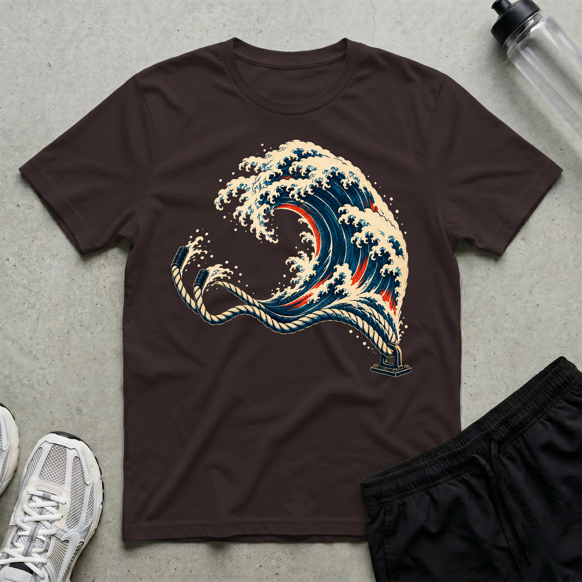 Battle Rope Wave T-Shirt - Dark Chocolate