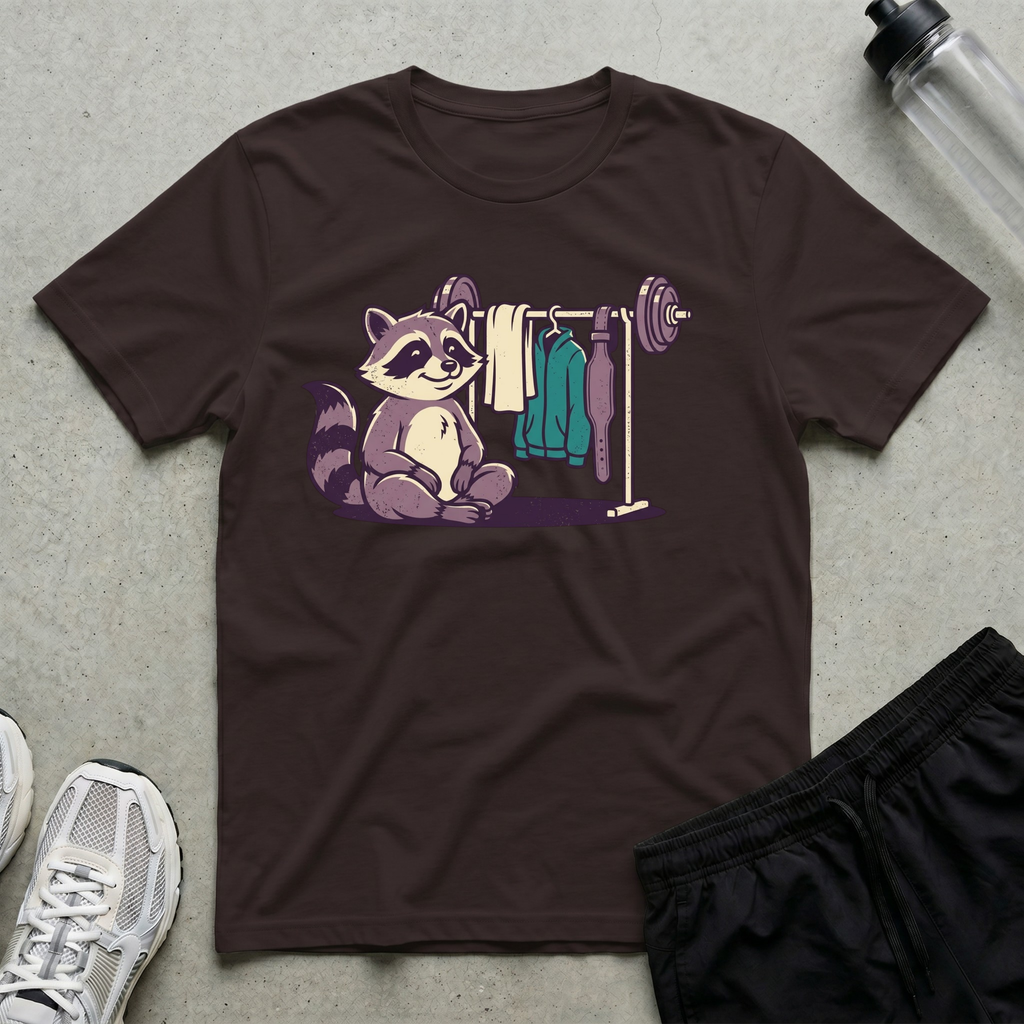Barbell Rack Raccoon T-Shirt