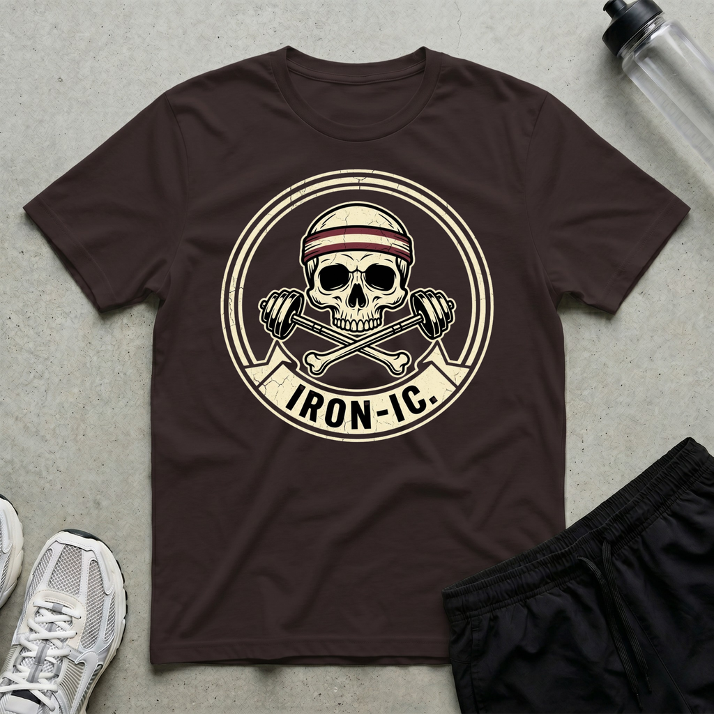 Skull Barbell Ironic T-Shirt