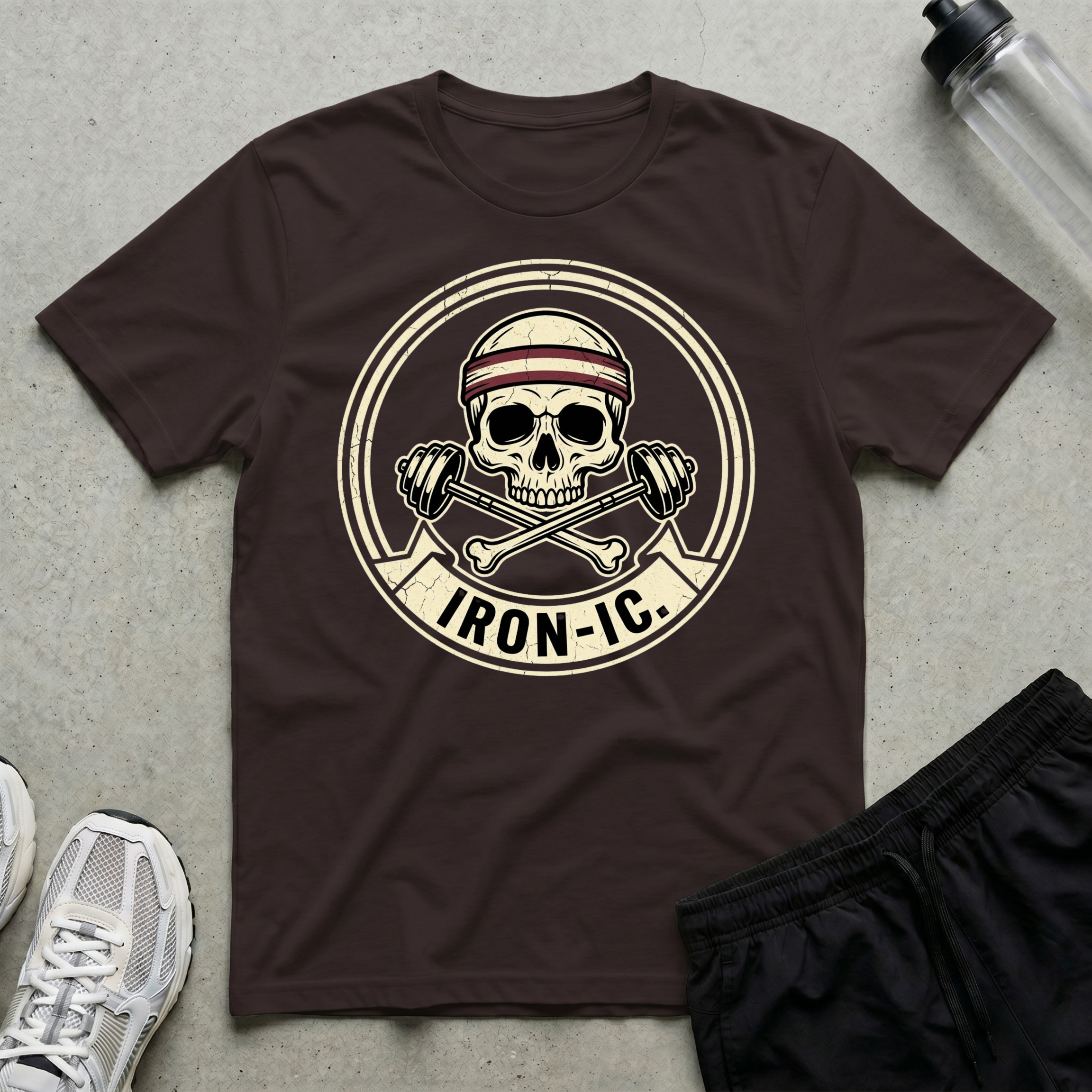 Skull Barbell Ironic T-Shirt