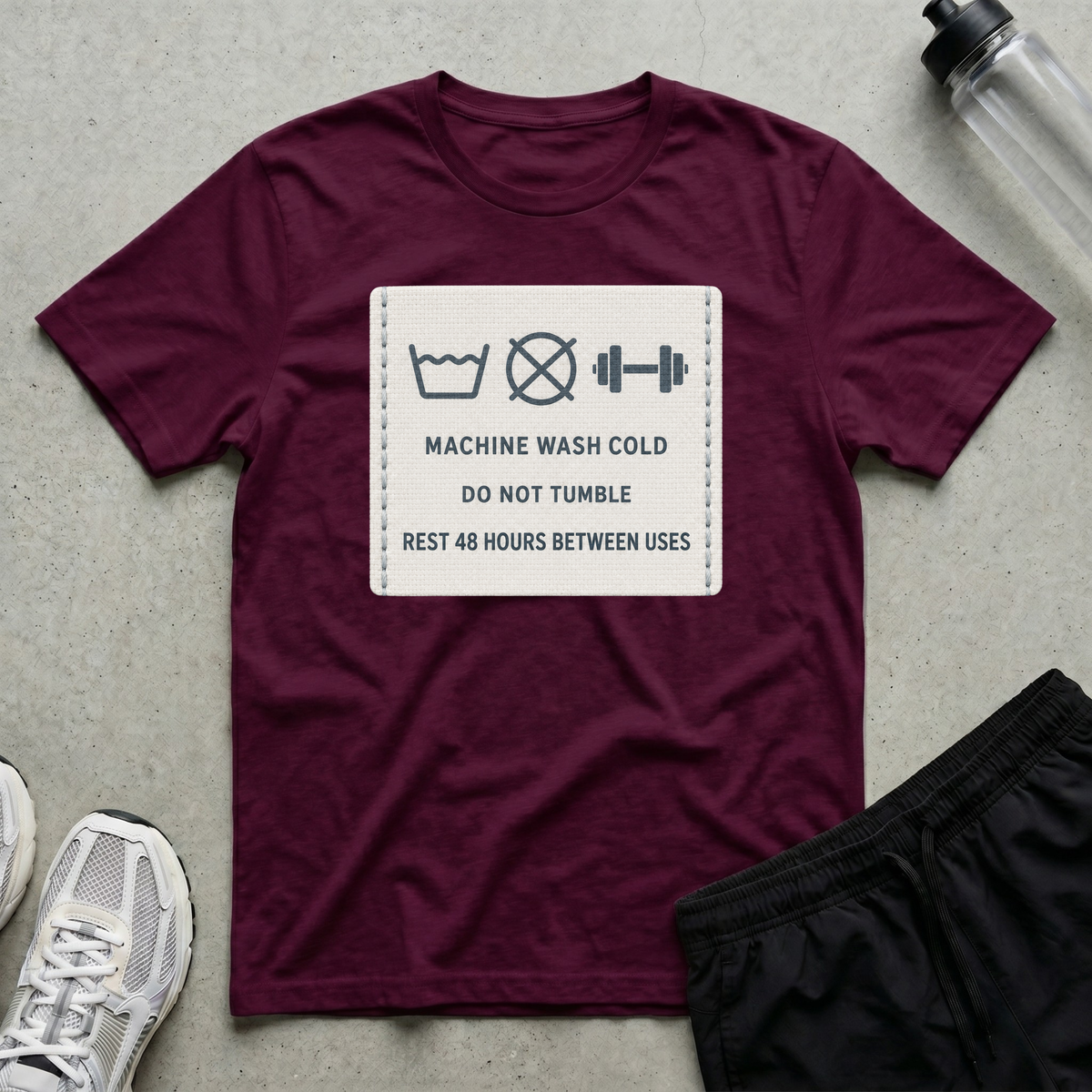 Care Label T-Shirt - Maroon