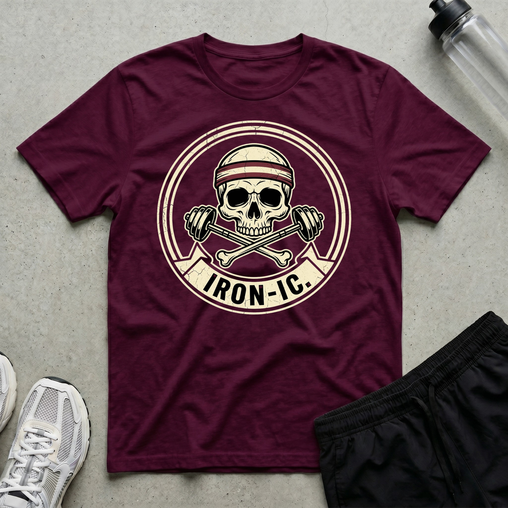 Skull Barbell Ironic T-Shirt
