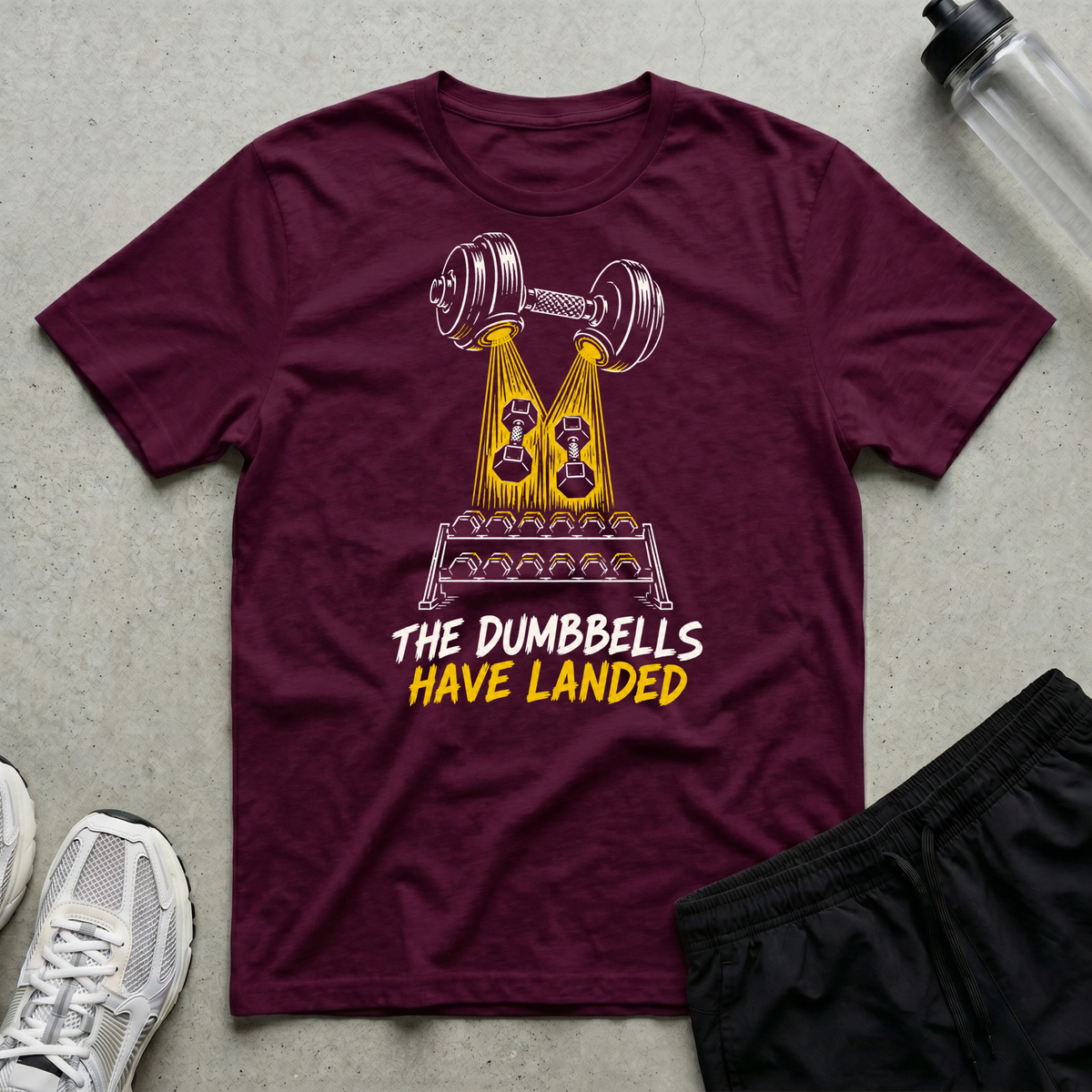 Dumbbells Have Landed T-Shirt - Maroon