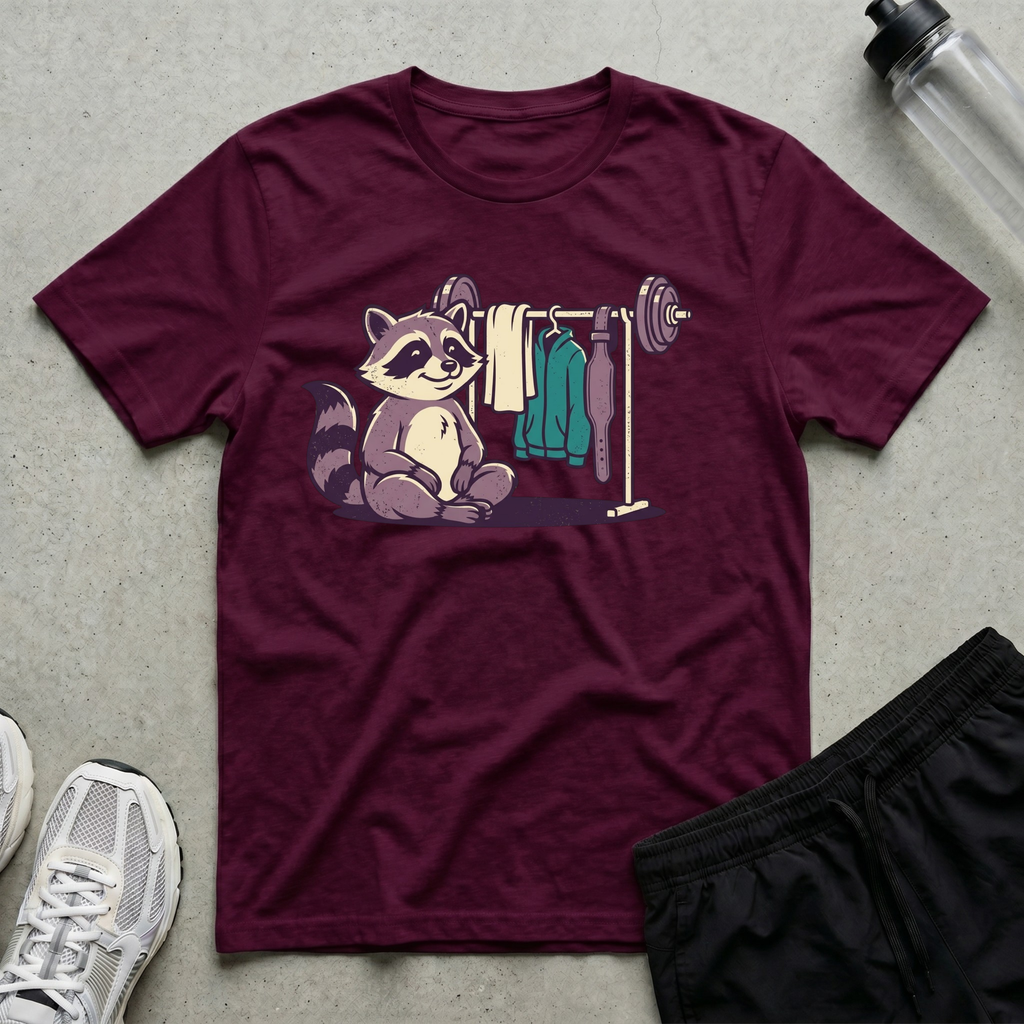 Barbell Rack Raccoon T-Shirt