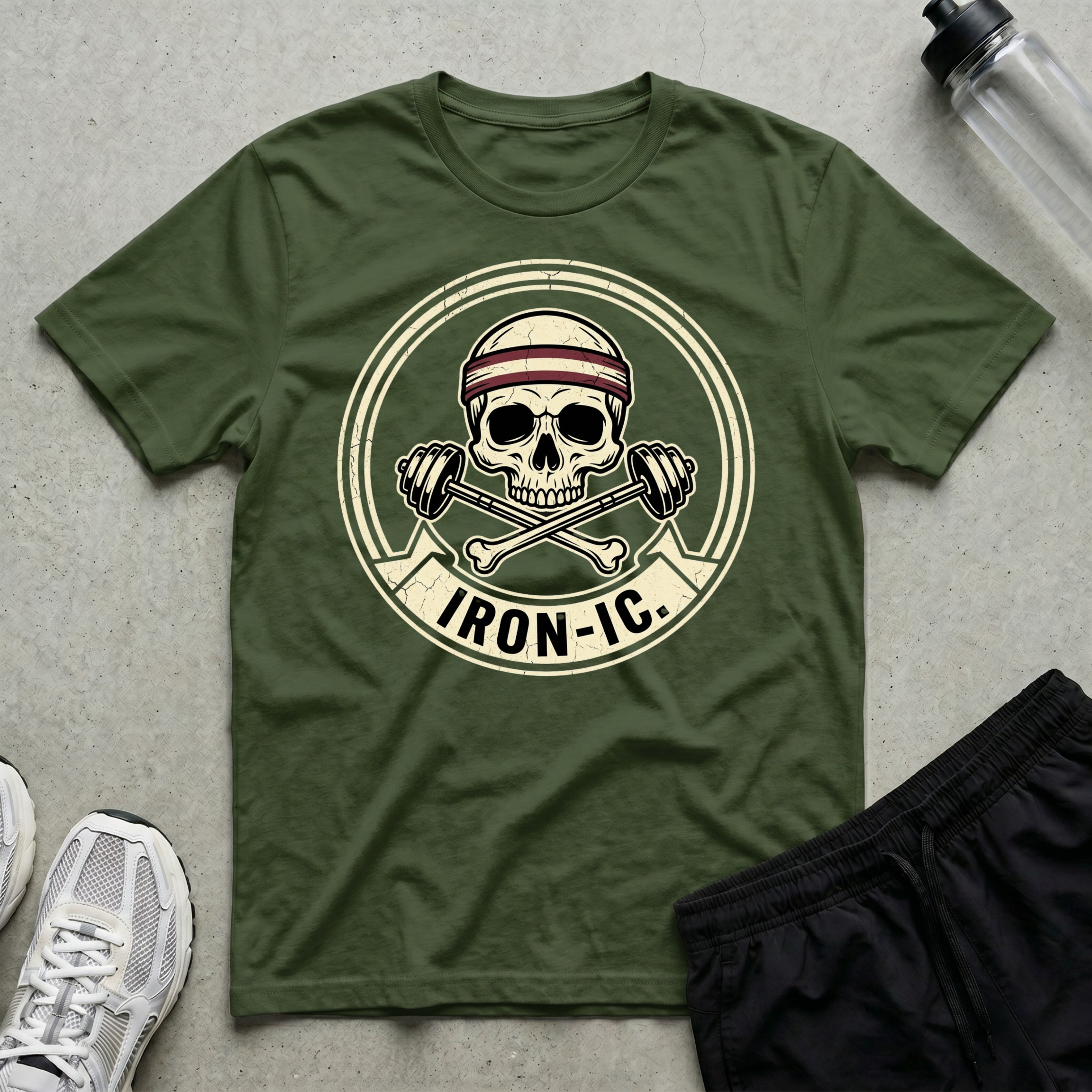 Skull Barbell Ironic T-Shirt