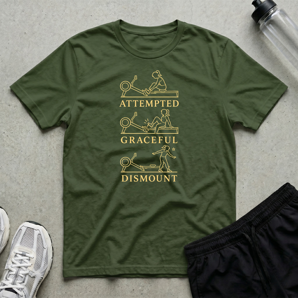 Attempted Graceful Dismount T-Shirt - Military Green