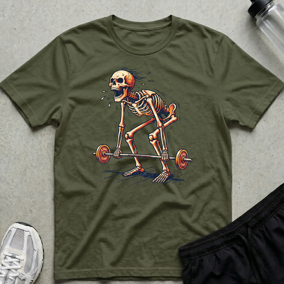 Deadlift Skeleton T-Shirt - Military Green