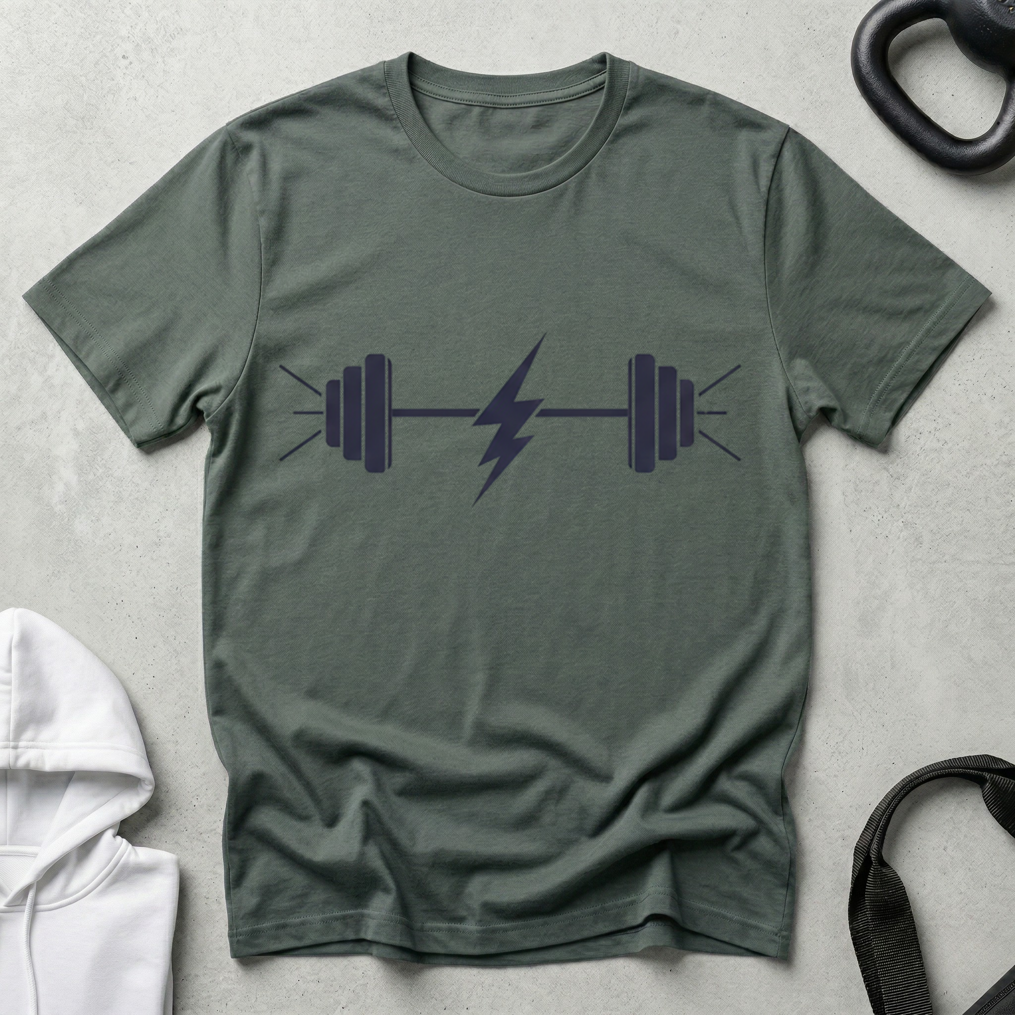 Barbell and ligthning T‑Shirt