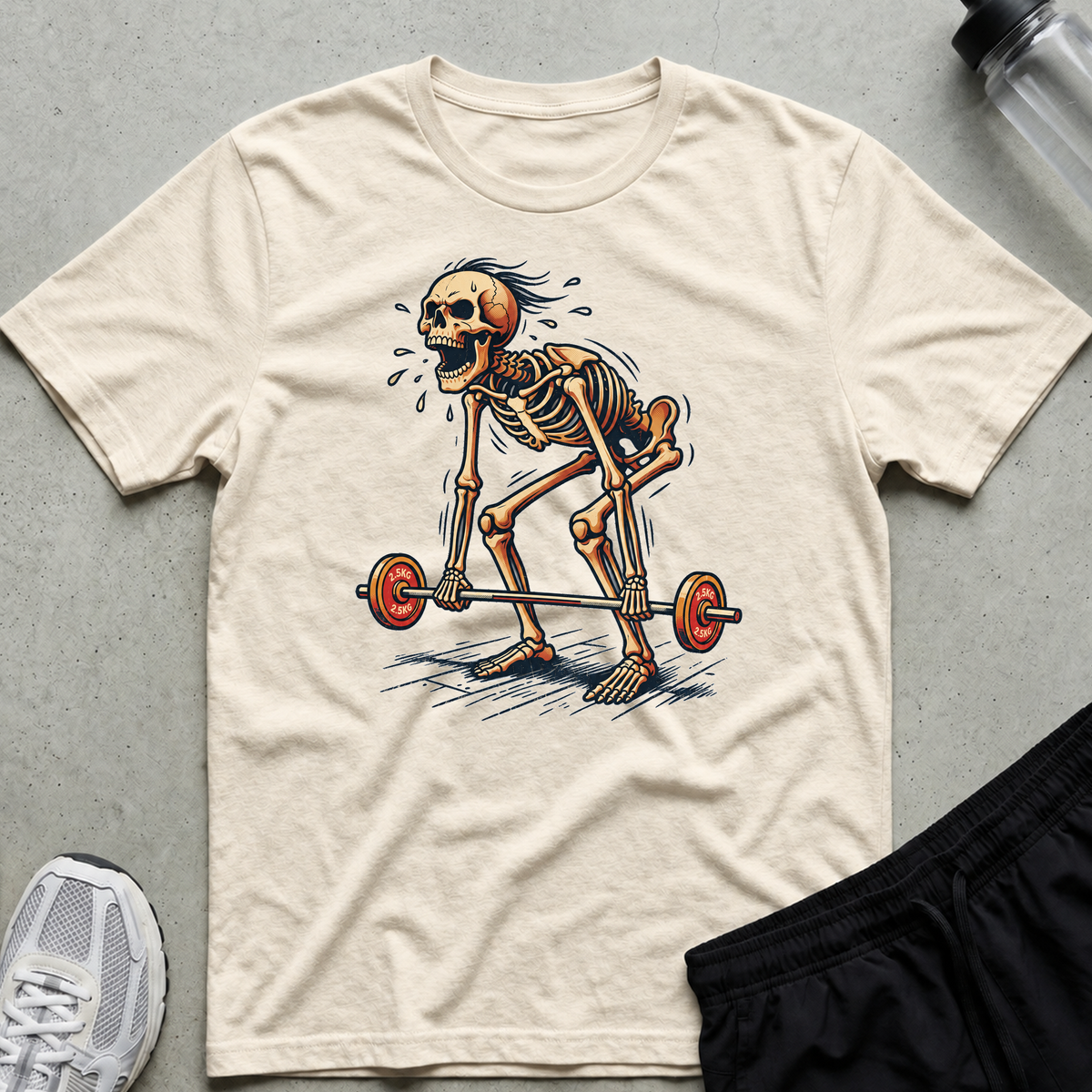 Deadlift Skeleton T-Shirt - Natural