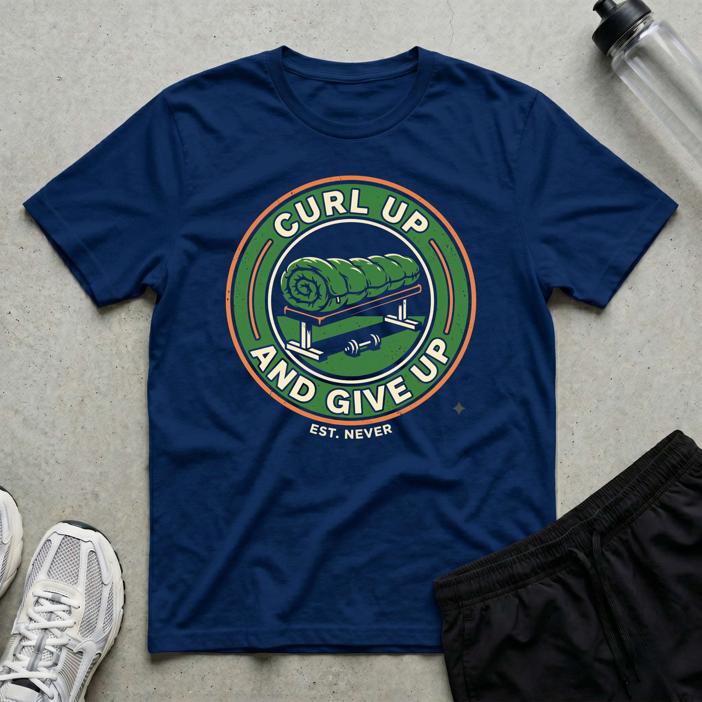 Curl Up And Give Up Est Never T-Shirt