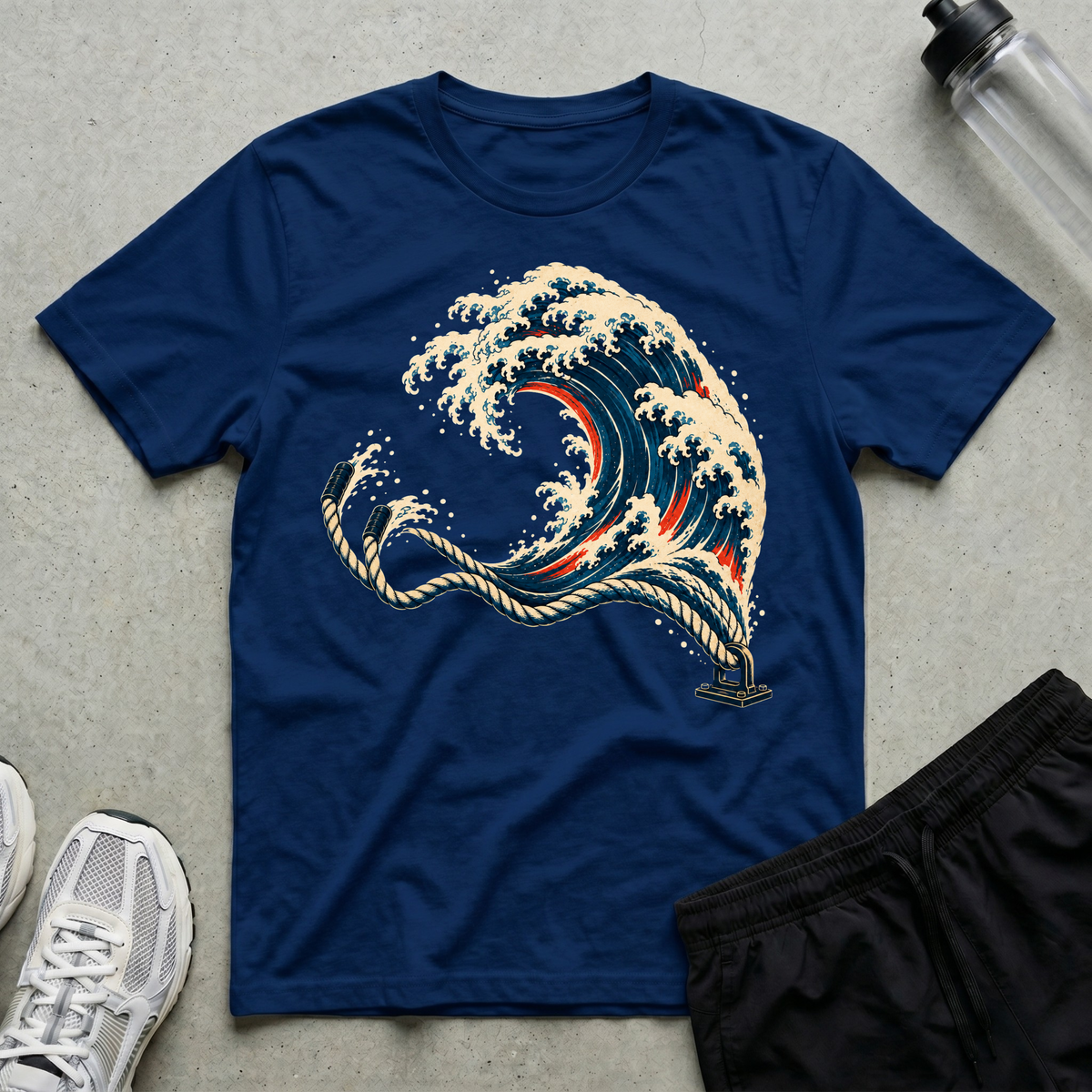 Battle Rope Wave T-Shirt - Navy