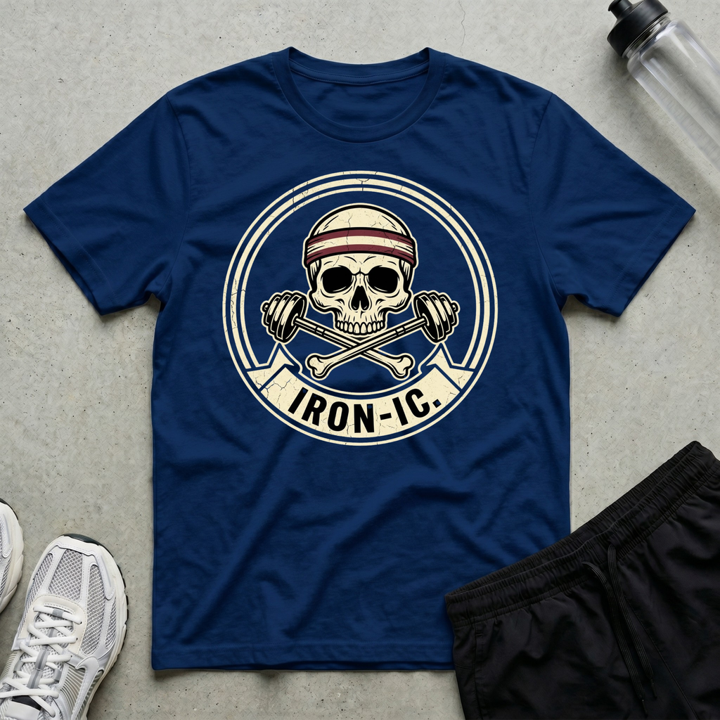 Skull Barbell Ironic T-Shirt