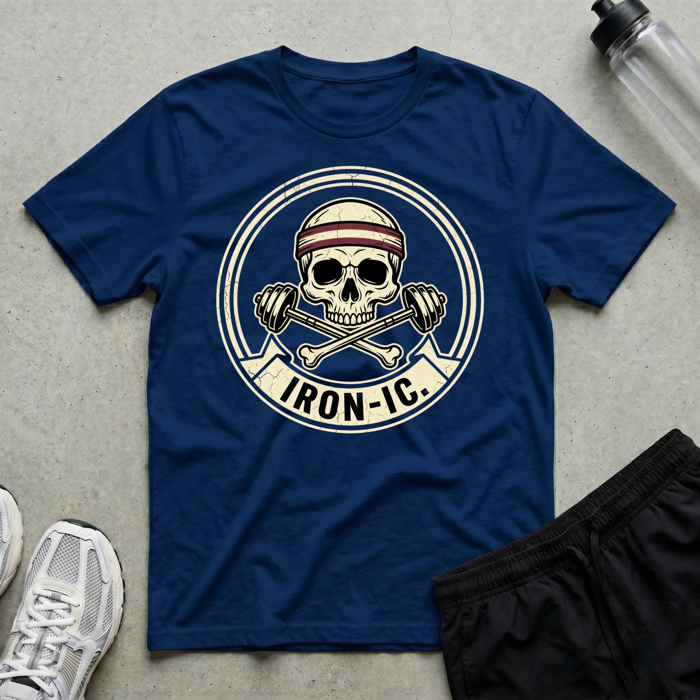 Skull Barbell Ironic T-Shirt