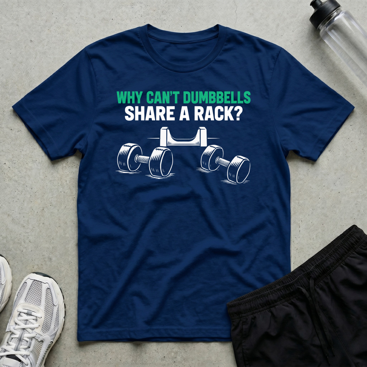 Dumbbells Share Rack T-Shirt - Navy