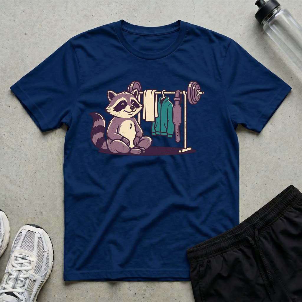 Barbell Rack Raccoon T-Shirt