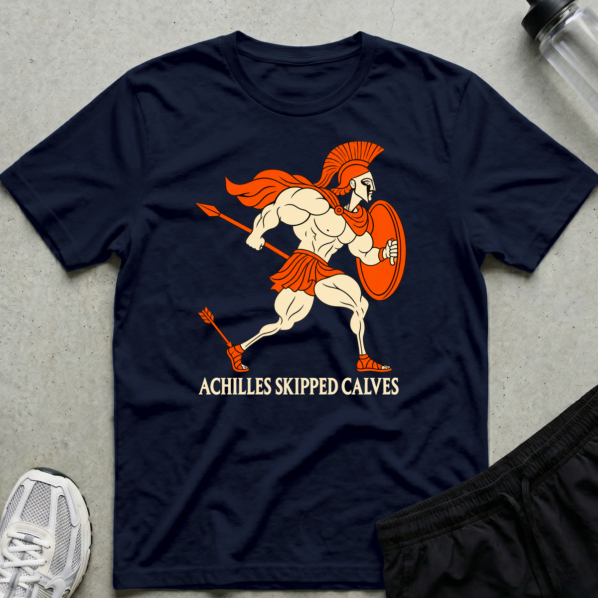 Achilles Skipped Calves T-Shirt - Navy