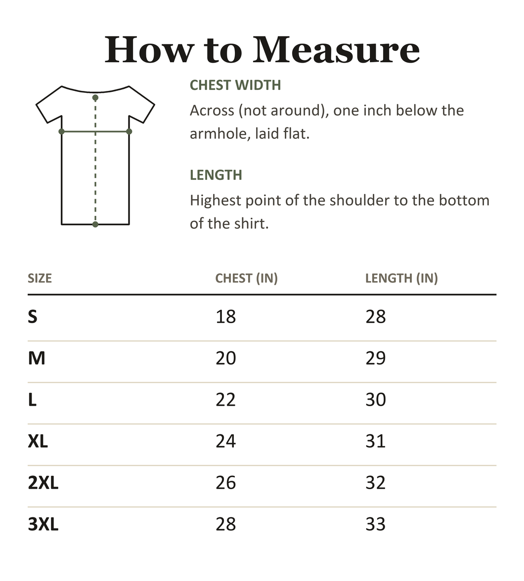 Valkyrwear sizing guide - how to measure chest width and length